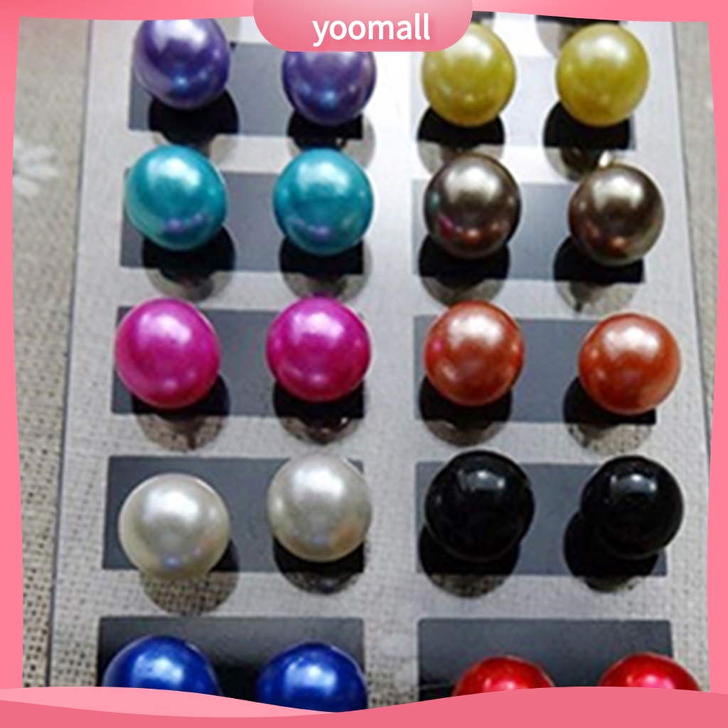 (Yoomall) 12 Đôi Bông Tai Ngọc Trai Giả Thời Trang Cho Nữ