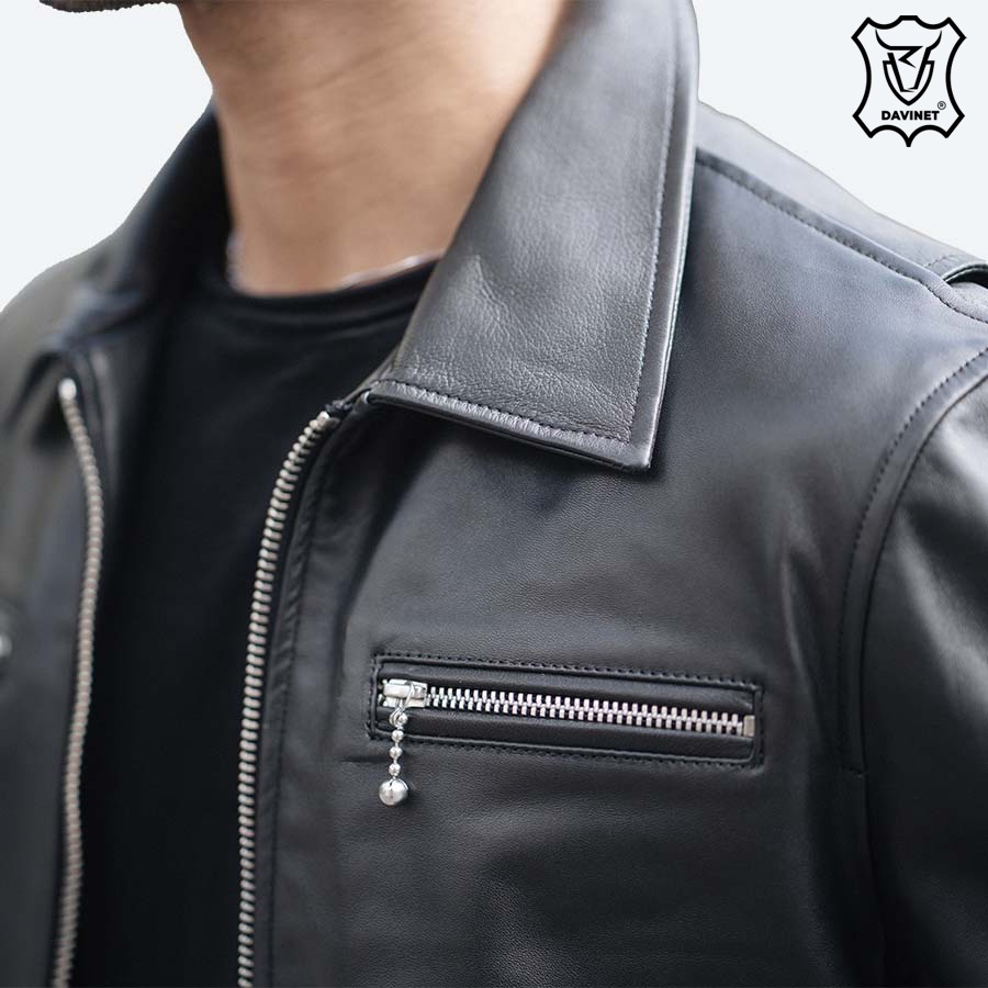 Áo Khoác Da Xịn Trucker DAVINET Am22-13, Da Xịn, Siêu Bền, Mềm Nhẹ, Bảo Hành 5 Năm