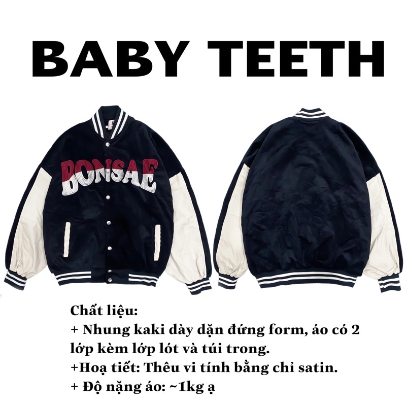 Áo khoác bomber bóng chày thêu chữ BONSAE