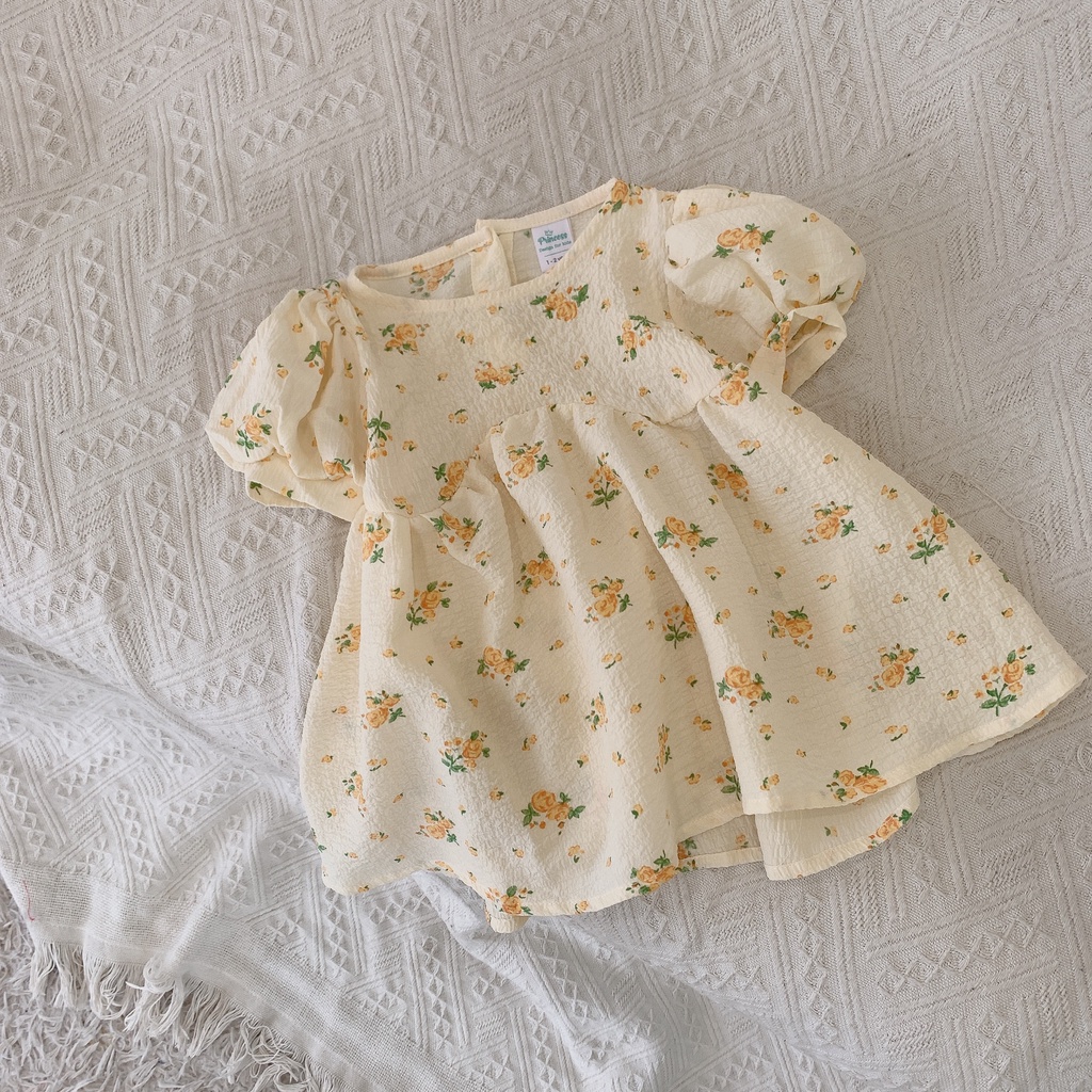 Váy babydoll xốp nhăn họa tiết O.P Kids