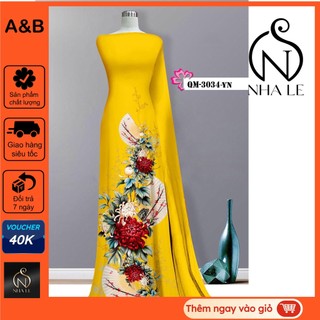 Vải may áo dài hoa cúc đại đóa tà