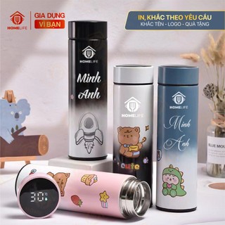 Free khắc tên khắc hình ảnh logo theo yêu cầu Bình nước giữ nhiệt hiển thị nhiệt độ HOMELIFE bình giữ nhiệt 500ml