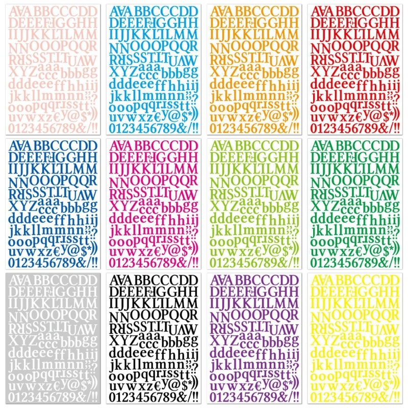 Set 12 Miếng Dán Họa Tiết Chữ Cái Và Số DIY