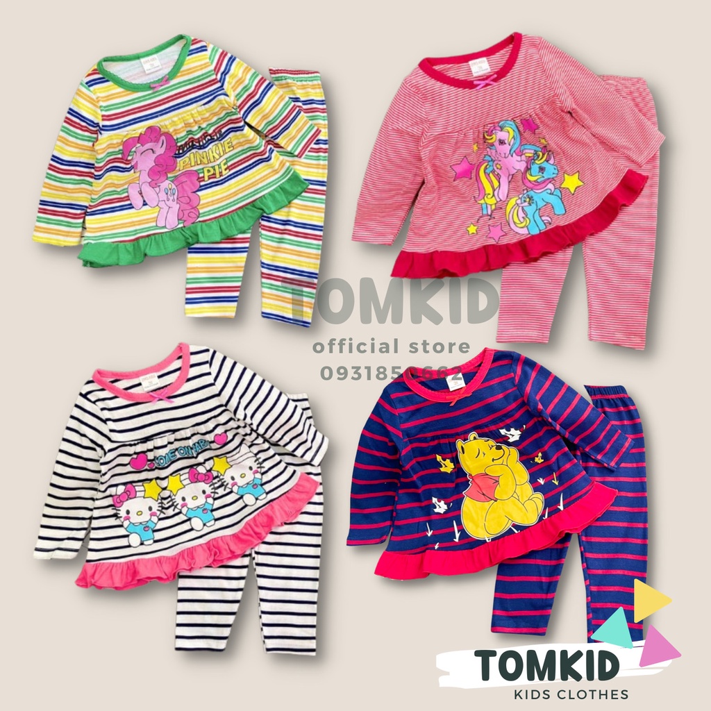Đồ ngủ cho bé gái, đồ bộ dài tay sọc BabyDoll bé gái chất cotton Borip chính phẩm mềm mịn không nhão vải 8-23kg Tomkids