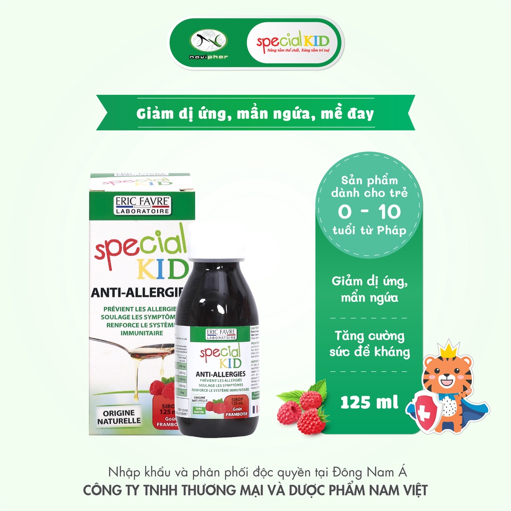 Siro hỗ trợ giảm dị ứng mẩn ngứa, mày đay, rôm sẩy, điều hòa hệ miễn dịch - Special Kid Anti Allergies - 125ml [Pháp]