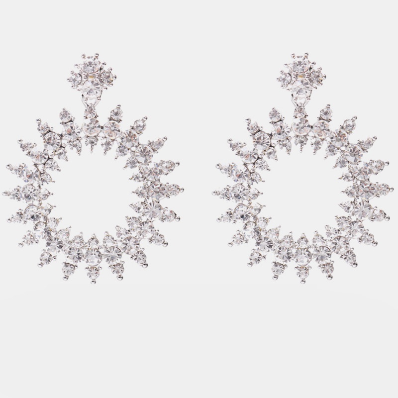 Bông Tai Giọt Nước Dáng Dài Đính Đá resin Trắng Phong Cách Âu Mỹ Bán Nhanh Chóng Và Bán Xuyên Biên Giới Bán Chạy