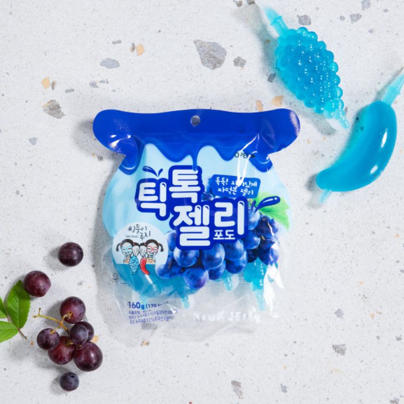 Thạch Tiktok Hàn Quốc Vị Dâu, Nho, Đào, Táo Gói 160g