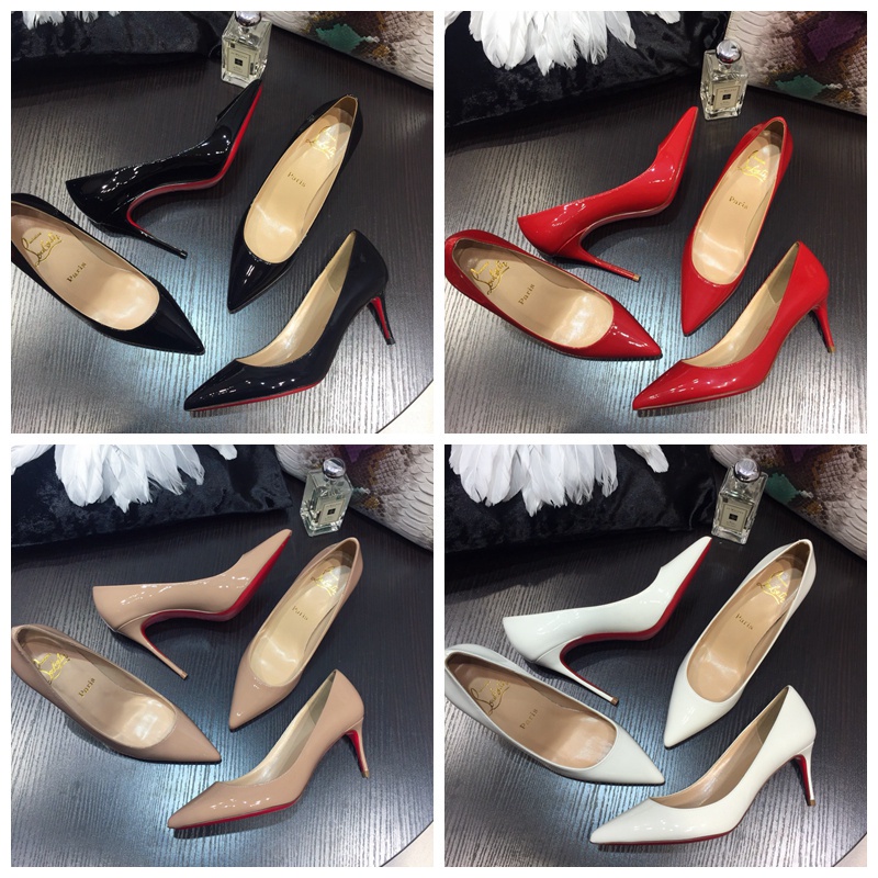 Christian louboutin Giày Cao Gót 10cm / 8cm / 6cm Mũi Nhọn Chất Liệu Da Cừu Mềm Mại Thoải Mái Thời Trang Dành Cho Nữ Size 33-42
