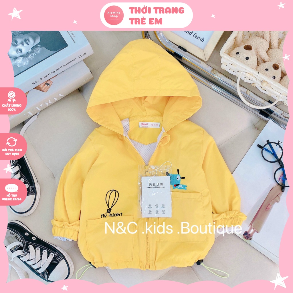 Áo Khoát Gió Cao Cấp, Khoát 2 Lớp Cho Bé Trai, Hàng Quảng Châu Siêu Xịn, Size Từ 10-22kg