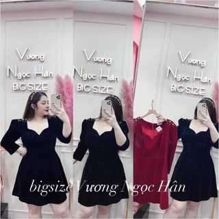 Đầm nhung cứng tay phồng đính ngoc bigsize