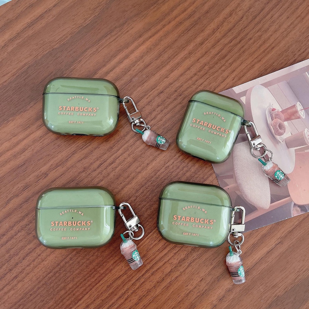 Vỏ Bảo Vệ Hộp Sạc Tai nghe không dây AirPods 1 2 3 Pro2 2022 Bằng tpu Mềm Trong Suốt Chống Sốc Màu Xanh Lá In Chữ Thời Trang