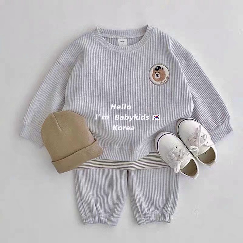 Bộ Dài Tay Chất Tổ Ong 3 Màu Cực Đẹp Cho Bé Trai Bé Gái