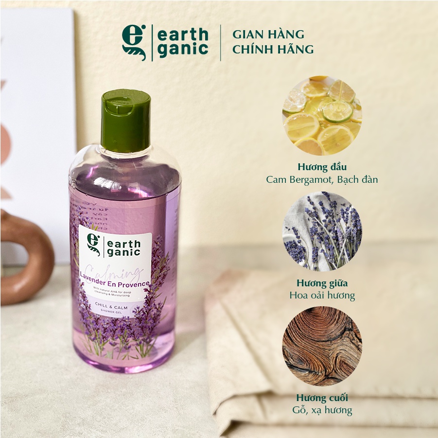 Combo 2 Sữa Tắm Dưỡng Ẩm Làm Sạch Sâu Hoa Lavender Kết Hợp Earthganic 240ml/1 Chai