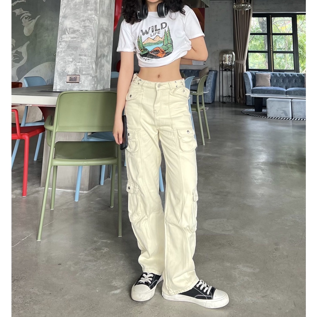 Quần Kaki Cargo Pants nhiều túi kèm  Nam nữ Design