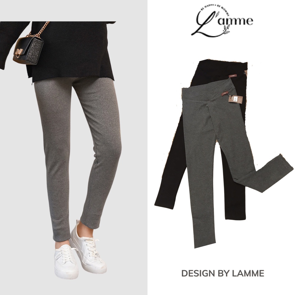 Quần legging bầu chất cotton dày thu đông có chun điều chỉnh thoải mái thiết kế bởi LAMME