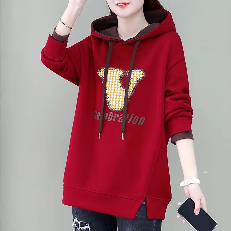 Áo Hoodie Giả Hai Lớp Dày Dặn Phong Cách Mới 2022 Thời Trang Mùa Đông Cho Nữ