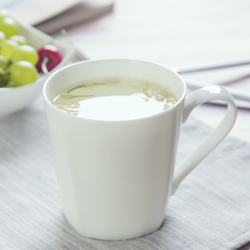 Cốc nước sứ trắng trơn có quai ly ca đẹp sang trọng đa năng tiện lợi hàng loại dày dặn GIKO
