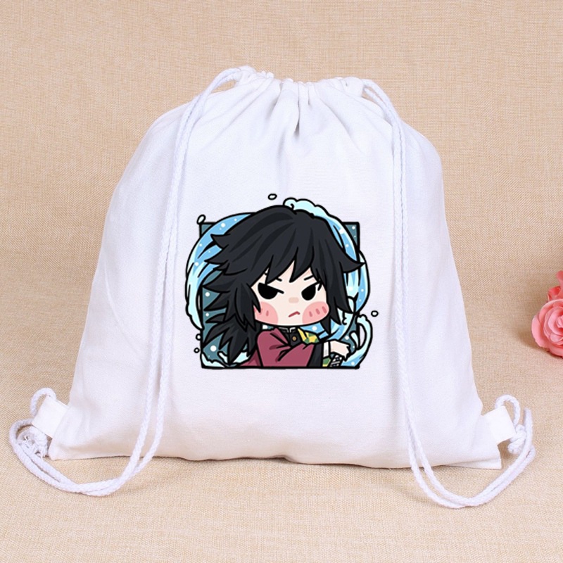 Balo túi dây rút in hình KIMETSU NO YAIBA Thanh Gươm Diệt Quỷ ver CHIBI VUÔNG anime chibi thời trang nam nữ phong cách