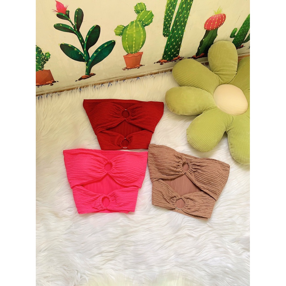 Áo croptop áo ống phối khoen chất vải xốp- Ringu shop