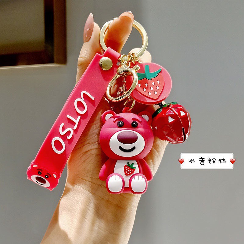 Móc Chìa Khóa Hình Gấu Và Quả Dâu Tây Dễ Thương Sáng Tạo