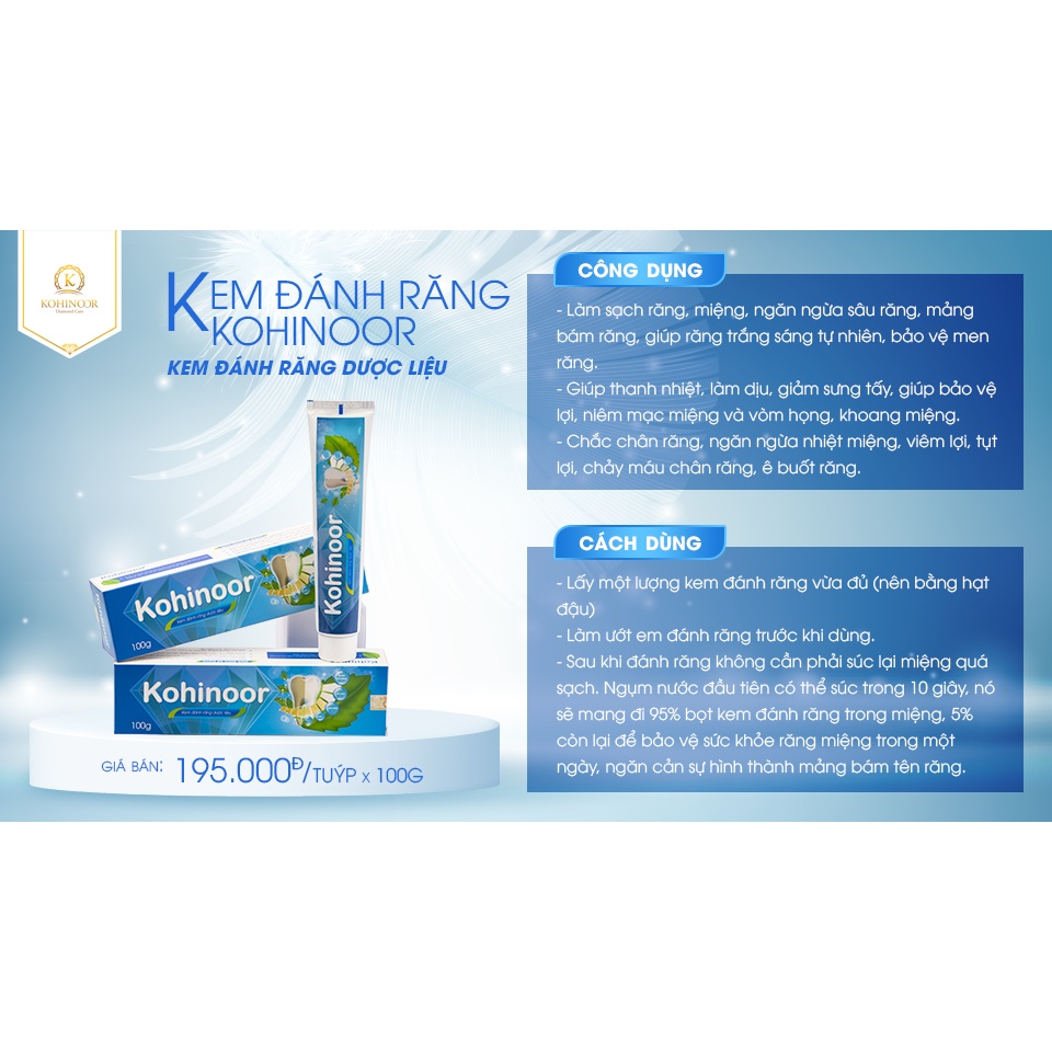 Kem đánh răng dược liệu Kohinoor 100g