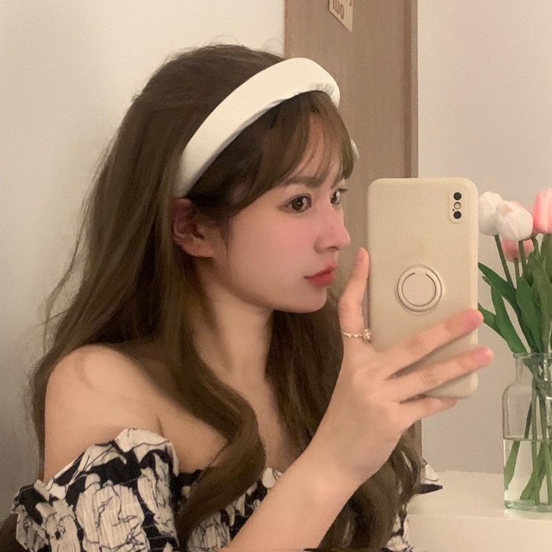 Băng Đô Cài Tóc Màu Trắng Trơn Đơn Giản Thời Trang Hàn Quốc