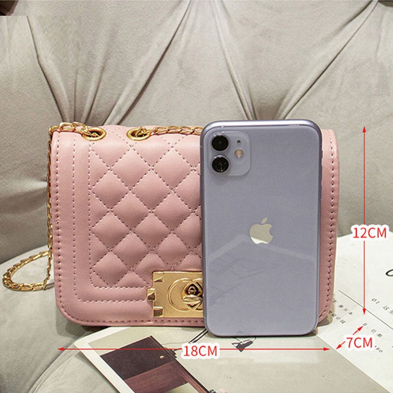 MISCHA Túi Xách Đeo Vai Hình Thoi Cỡ Nhỏ Phối Dây Đeo Sợi Xích Thời Trang Cao Cấp Cho Nữ