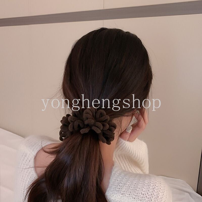 Dây Cột Tóc Co Giãn Phối Lông Tua Rua Đơn Giản Thời Trang Cho Nữ