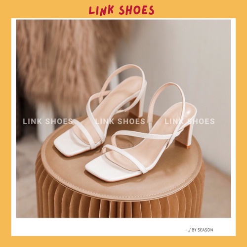 Giày sandal cao gót nữ da mềm kiểu dáng mũi vuông gót dẹp thời trang nữ TT95