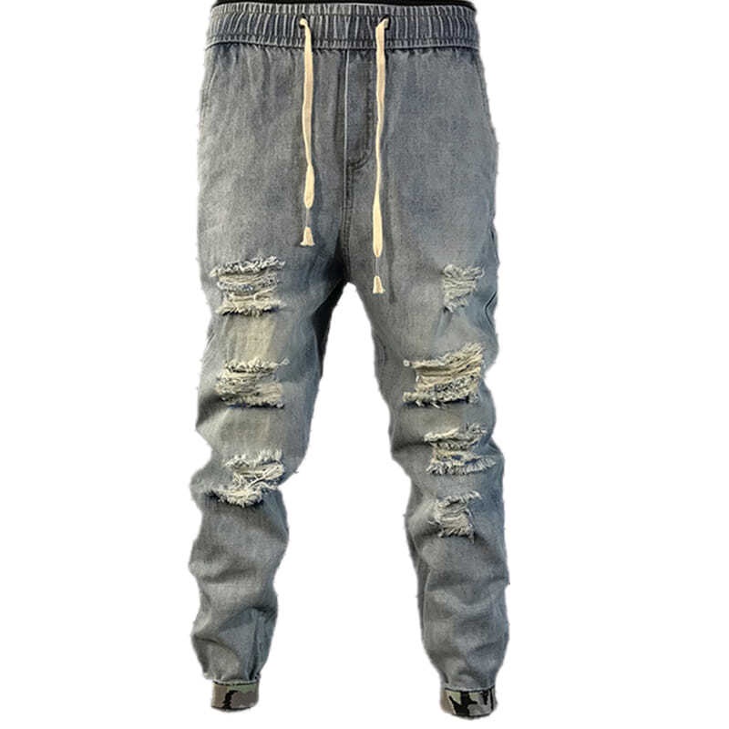 Quần jogger jeans Rách plus Size Phong Cách Hàn Quốc Cho Nam