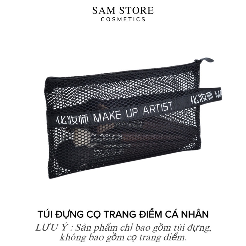 Túi đựng cọ trang điểm cá nhân vải lưới có khóa kéo tiện lợi