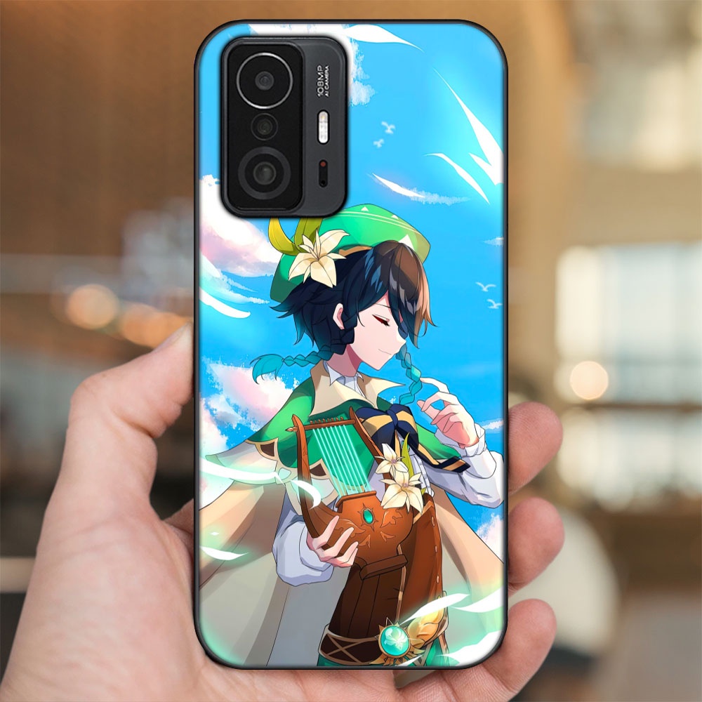 Ốp lưng Xiaomi 11T Pro 5G viền đen in hình Venti Genshin Impact