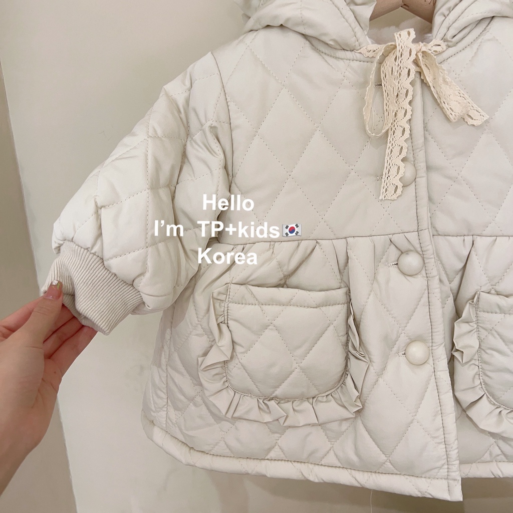 Áo Khoác Tai Thỏ Trần Bông Lót Nhung Ấm Áp Cho Bé Gái - Thời Trang Hàn Quốc