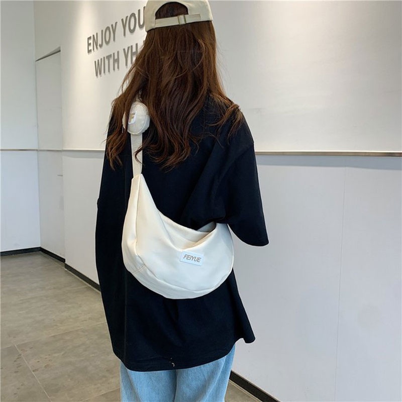 Mischa Túi Đeo Vai Bằng nylon Sức Chứa Lớn Màu Trơn Chống Thấm Nước Dễ Phối Đồ