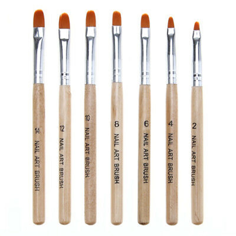Bộ 7 Cọ Vẽ Móng Tay Bằng Gỗ Chuyên Dụng Cho Làm Nail