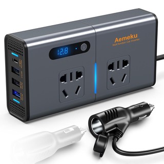 Bộ đổi nguồn 12v/24v sang 220v, biến tần 12v/24v sang 220v cho ô tô aemeku, công suất 200w, hỗ trợ sạc nhanh pd27w qc3.0