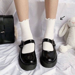 Tất cao cổ viền bèo 3 màu basic