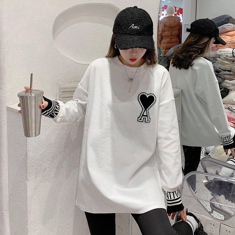 NRVP Áo Thun Nữ Dài Tay Dáng Rộng In Hình Phong Cách Hàn Quốc Kiểu Mới