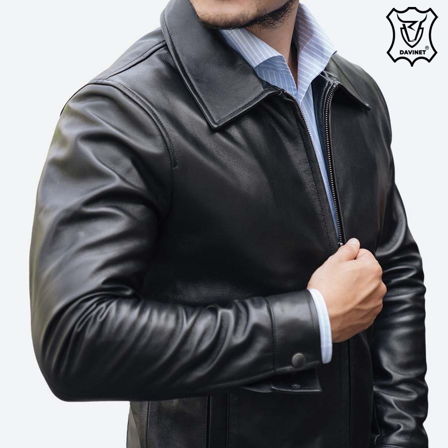 Áo Khoác Da Xịn Trung Niên DAVINET AM22-18, Da Xịn, Siêu Bền, Mềm Nhẹ, Bảo Hành 5 Năm