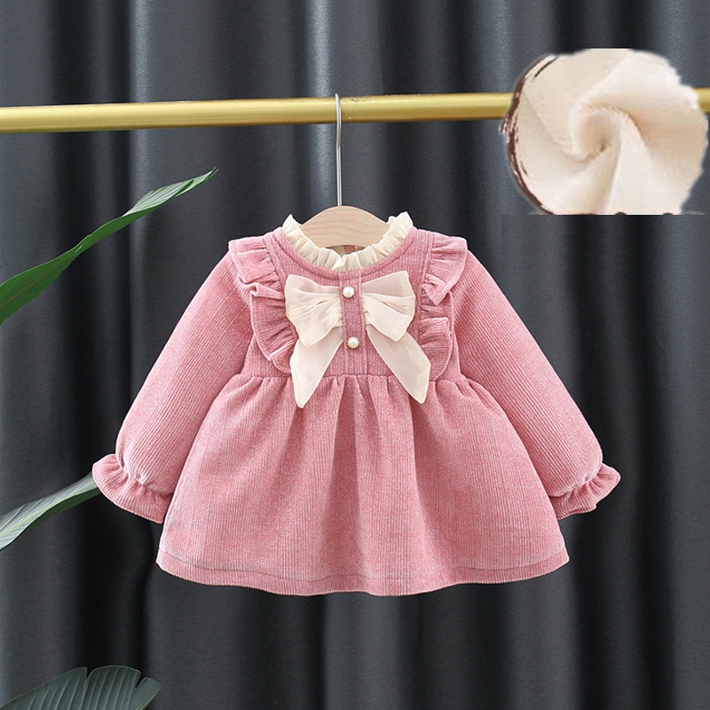 Đầm Công Chúa Mùa Đông 2023 Bằng Vải Cotton Ấm Áp Cho Bé Gái 1 Tuổi