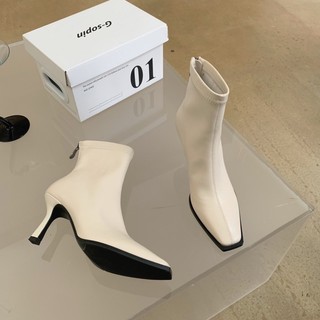 giày bốt da cao gót nhọn 7cm boots thời trang nữ
