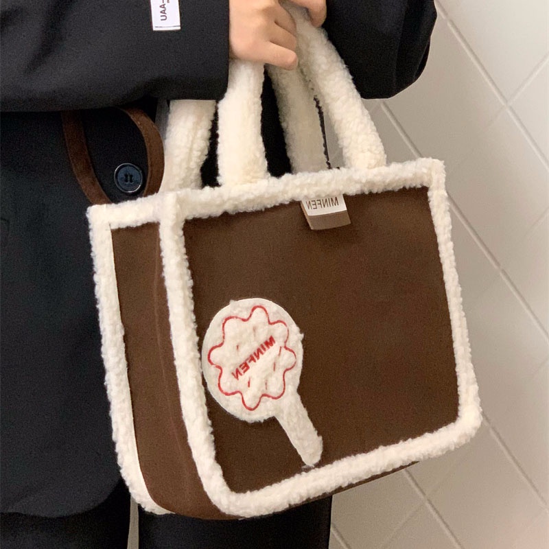 Túi Đeo Chéo Bằng Len Lông Cừu Cỡ Lớn Phong Cách retro Thời Trang Cho Nữ