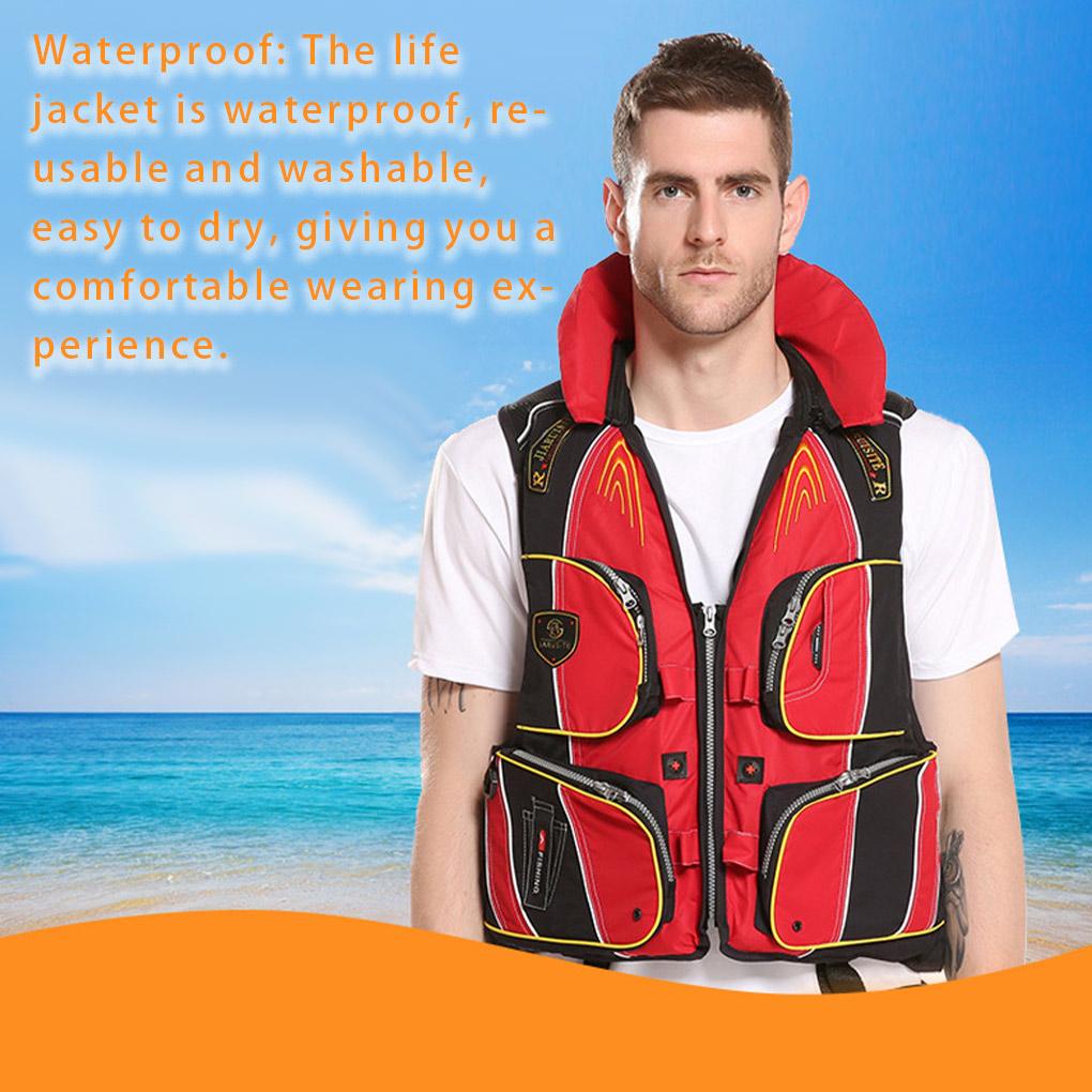 (runbu) Áo Phao Cứu Sinh Có Túi Và Còi Thổi Trơn Cho Hoạt Động Thể Thao Dưới Nước