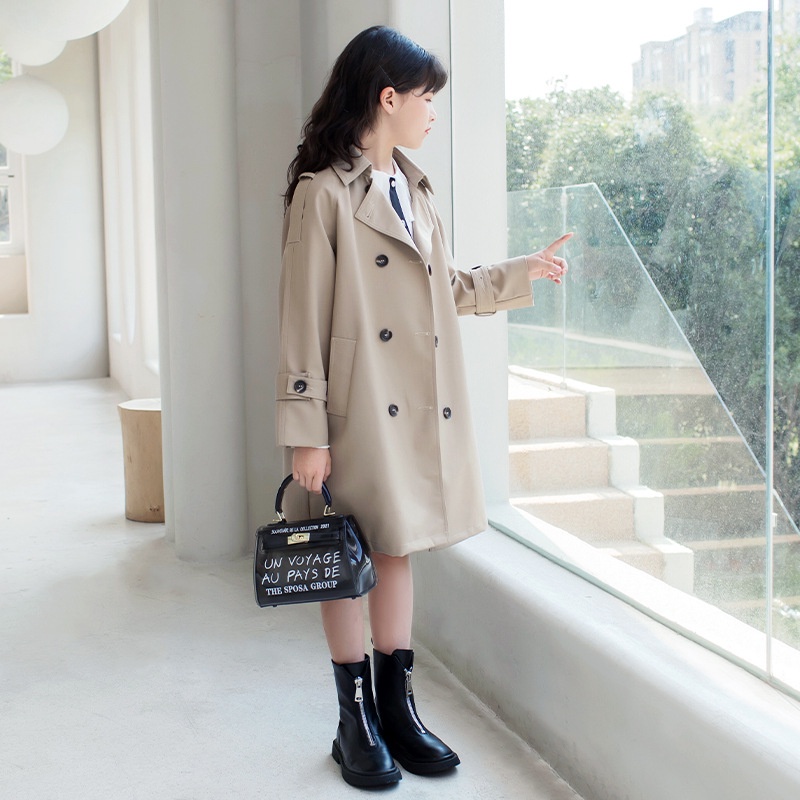 Áo Gió Cao Cấp Cho Bé Gái 8 Tuổi Phong Cách Trẻ Trung, Áo Khoác Măng Tô Mùa Xuân Và Mùa Thu Chất Cotton Dày Dặn