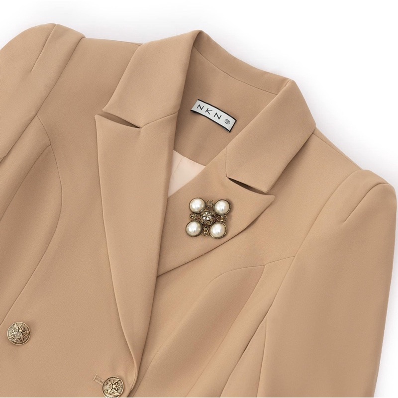 Áo Blazer Thiết Kế NKN Adela Nâu Be - Thời Trang Thiết Kế Cao Cấp