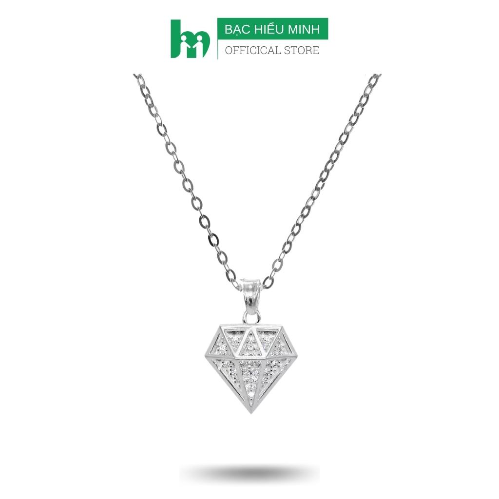 Dây Chuyền Nữ Hình Khối Kim Cương Trắng BẠC HIỂU MINH DMD424