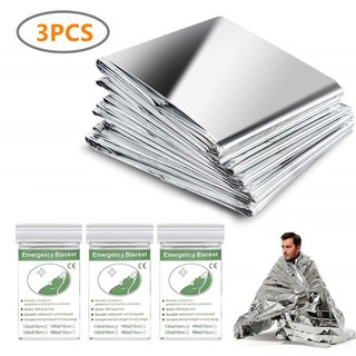   LUC  Set 3 Chăn Giấy Bạc Cứu Hộ Khẩn Cấp Không Gian Mylar Chống Gió Chống Thấm Nước 
