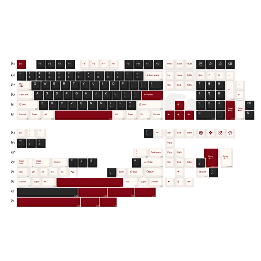 Bộ keycap cherry Rome nhựa PBT doubleshot cao cấp 177 phím 1,3mm, nút phím lắp cho bàn phím cơ phối màu cá tính - Kicap