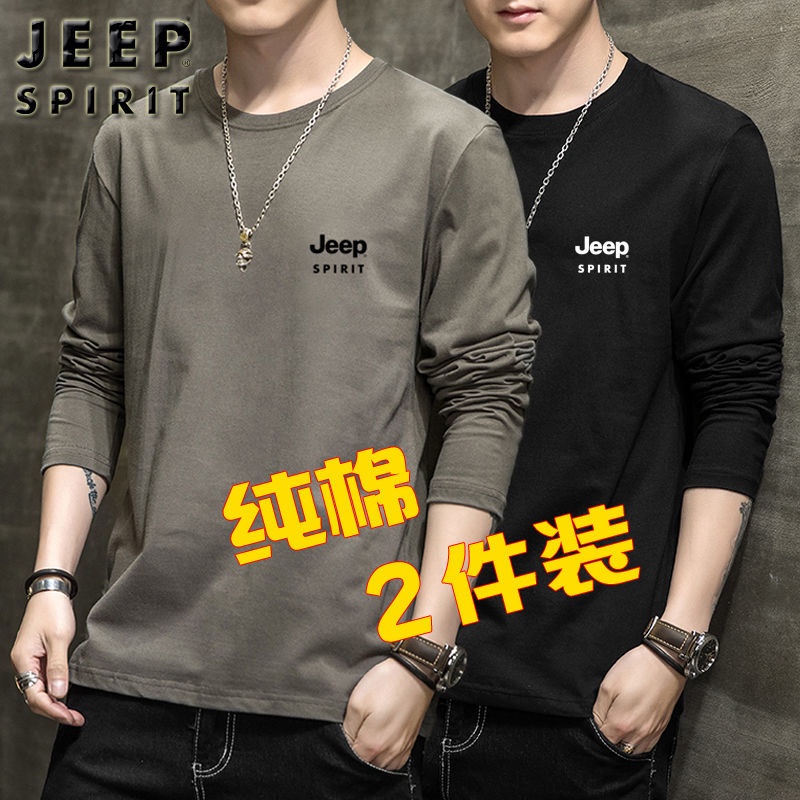 Áo Thun Nam Cổ Tròn Dài Tay 100% Cotton In Hình JEEP