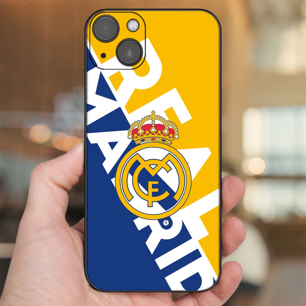 Ốp lưng iPhone 14 Plus dẻo đen cạnh vuông in hình Real Madrid